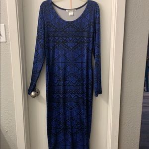 Blue and black Aztec Print Dress